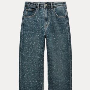 Zara Dark Blue Straight Leg Jeans with Silver Speckle